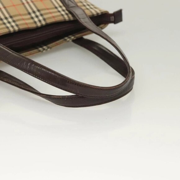 BURBERRY Nova Check Tote Bag Canvas Beige Silver Auth BA2880 - Picture 8 of 16